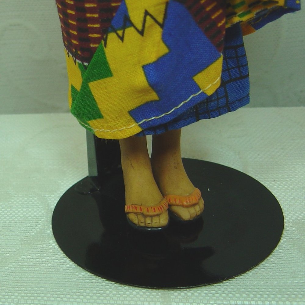 8" porcelain doll--dark skinned native woman carrying water jug - Picture 5 of 7